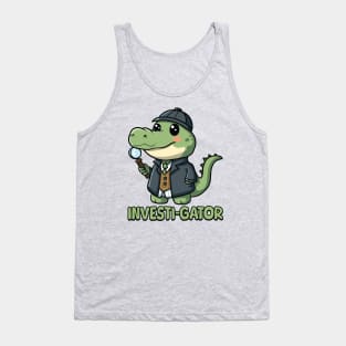 Investigator! Kawaii Baby Alligator Detective Cartoon Tank Top